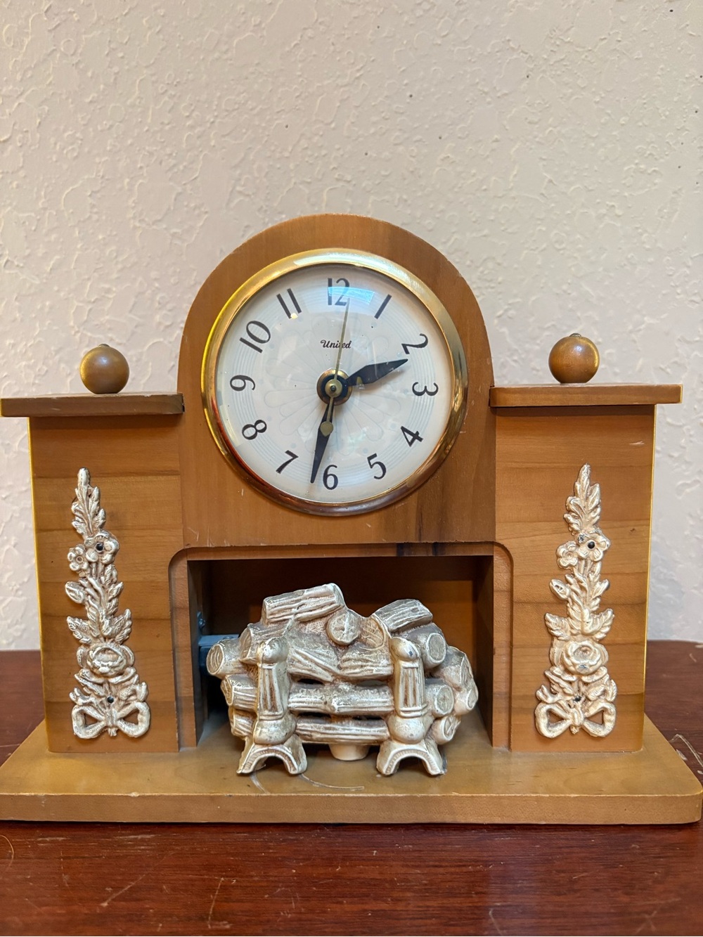 Vintage Cottage Core Fireplace Clock